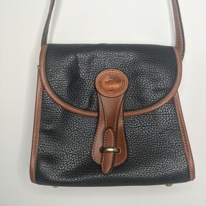 Dooney & Bourke Black Pebble Leather Crossbody with Brown Trim